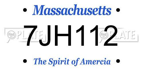 7JH112 Massachusetts License Plate