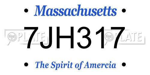 7JH317 Massachusetts License Plate