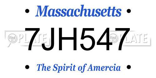 7JH547 Massachusetts License Plate