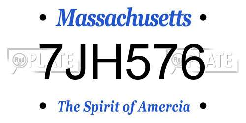 7JH576 Massachusetts License Plate