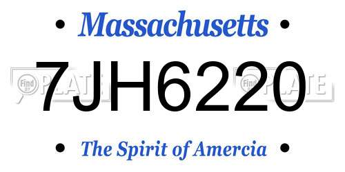 7JH6220 Massachusetts License Plate