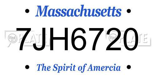 7JH6720 Massachusetts License Plate