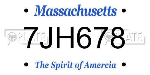 7JH678 Massachusetts License Plate