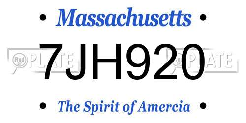 7JH920 Massachusetts License Plate