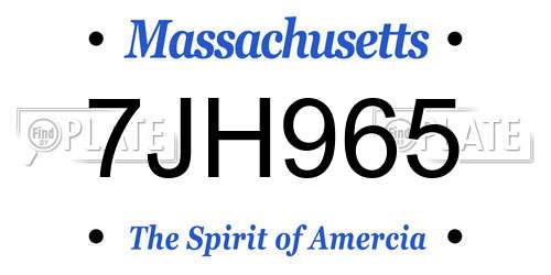 7JH965 Massachusetts License Plate