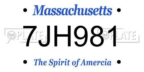 7JH981 Massachusetts License Plate