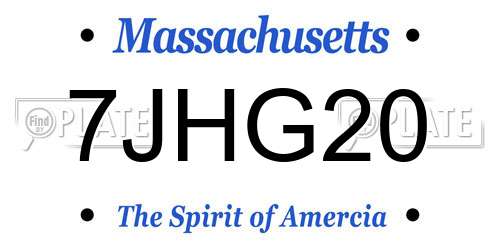 7JHG20 Massachusetts License Plate
