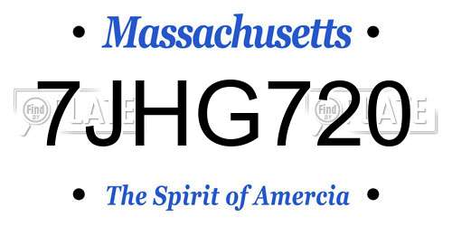 7JHG720 Massachusetts License Plate
