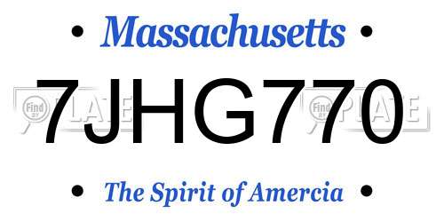 7JHG770 Massachusetts License Plate