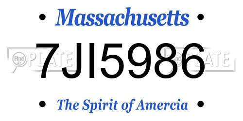 7JI5986 Massachusetts License Plate