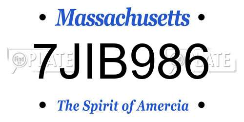 7JIB986 Massachusetts License Plate