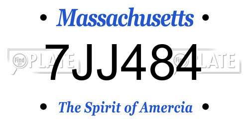 7JJ484 Massachusetts License Plate