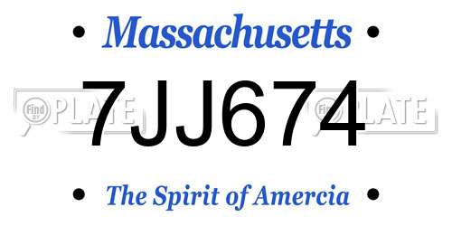 7JJ674 Massachusetts License Plate