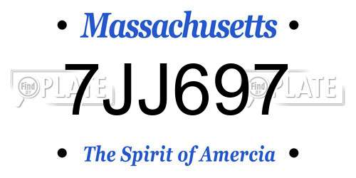 7JJ697 Massachusetts License Plate