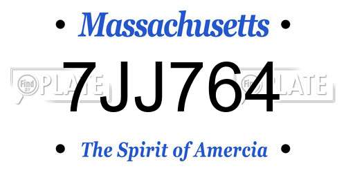 7JJ764 Massachusetts License Plate