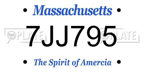 7JJ795 Massachusetts License Plate