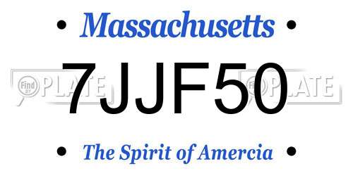 7JJF50 Massachusetts License Plate