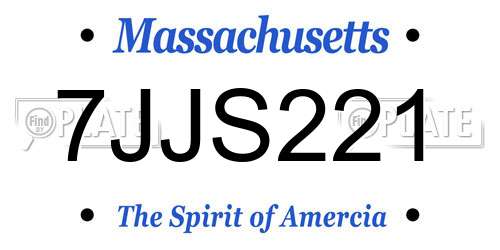 7JJS221 Massachusetts License Plate