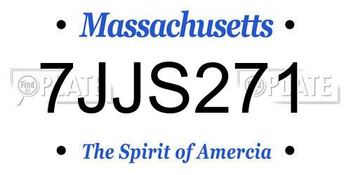 7JJS271 Massachusetts License Plate