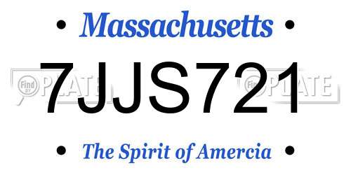7JJS721 Massachusetts License Plate