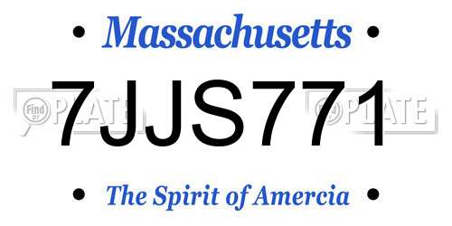 7JJS771 Massachusetts License Plate