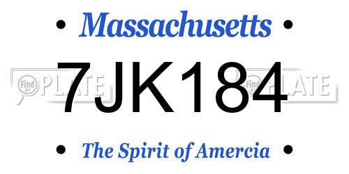 7JK184 Massachusetts License Plate