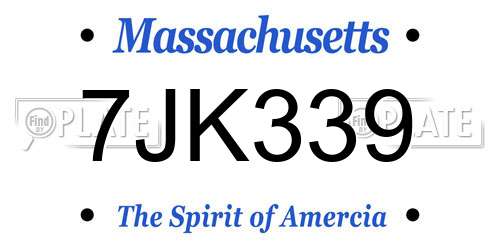 7JK339 Massachusetts License Plate