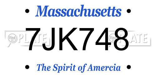 7JK748 Massachusetts License Plate