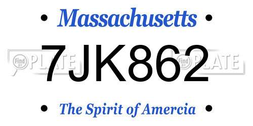 7JK862 Massachusetts License Plate