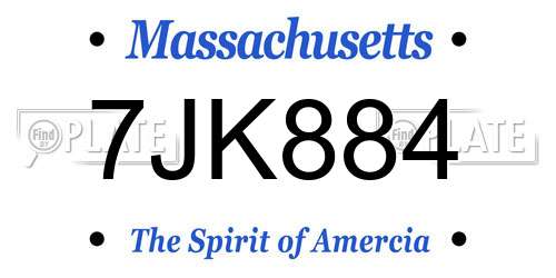 7JK884 Massachusetts License Plate