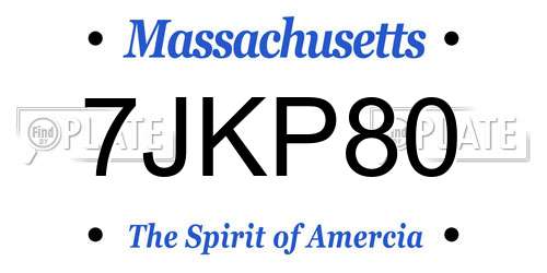 7JKP80 Massachusetts License Plate