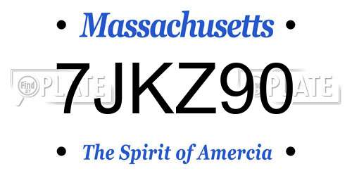 7JKZ90 Massachusetts License Plate