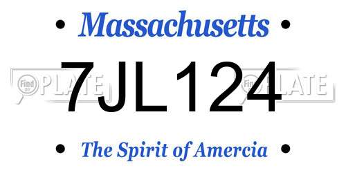7JL124 Massachusetts License Plate