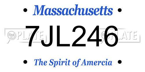 7JL246 Massachusetts License Plate