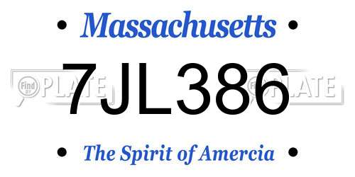 7JL386 Massachusetts License Plate
