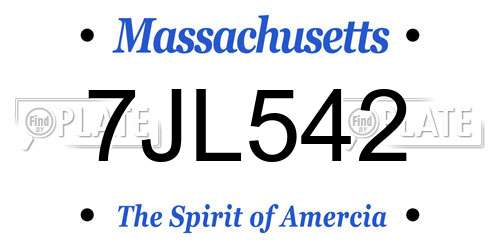7JL542 Massachusetts License Plate