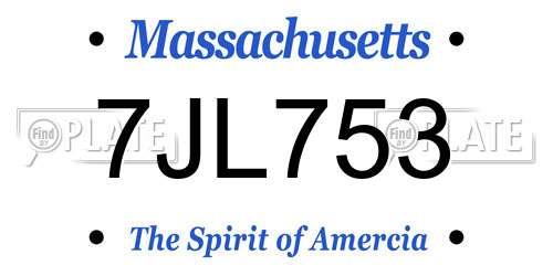 7JL753 Massachusetts License Plate