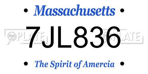 7JL836 Massachusetts License Plate