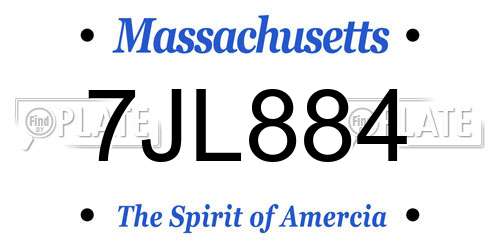 7JL884 Massachusetts License Plate