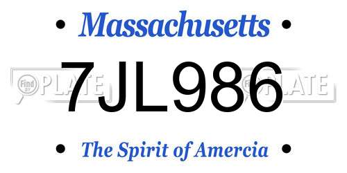 7JL986 Massachusetts License Plate