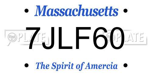 7JLF60 Massachusetts License Plate