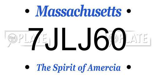7JLJ60 Massachusetts License Plate