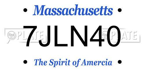 7JLN40 Massachusetts License Plate