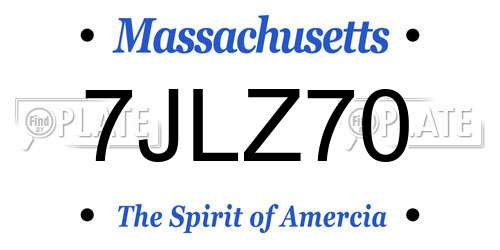 7JLZ70 Massachusetts License Plate