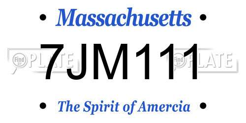 7JM111 Massachusetts License Plate