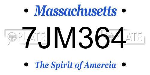 7JM364 Massachusetts License Plate