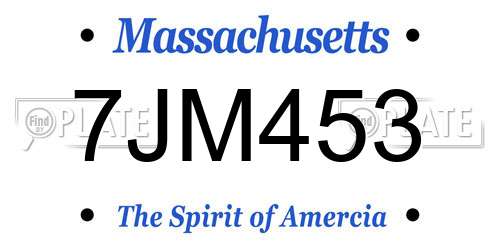 7JM453 Massachusetts License Plate