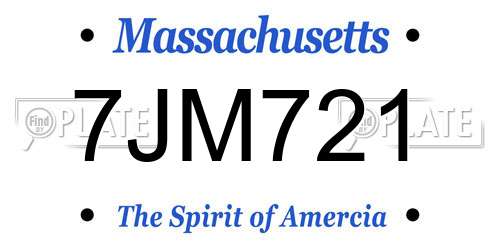 7JM721 Massachusetts License Plate