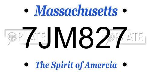 7JM827 Massachusetts License Plate