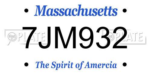 7JM932 Massachusetts License Plate